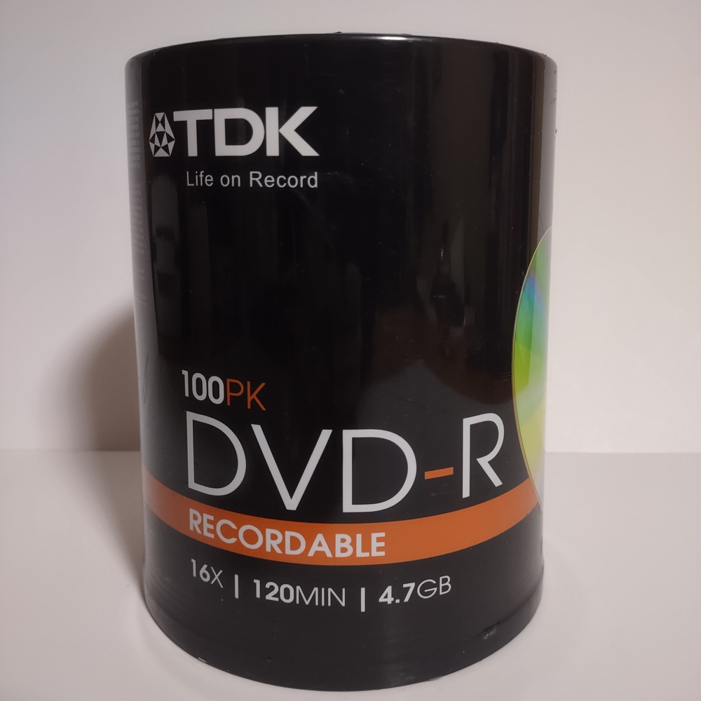 TDK DVD+R 4.7GB 100 Pack 16X Optical 120min Recordable Discs Spindle​ New Sealed